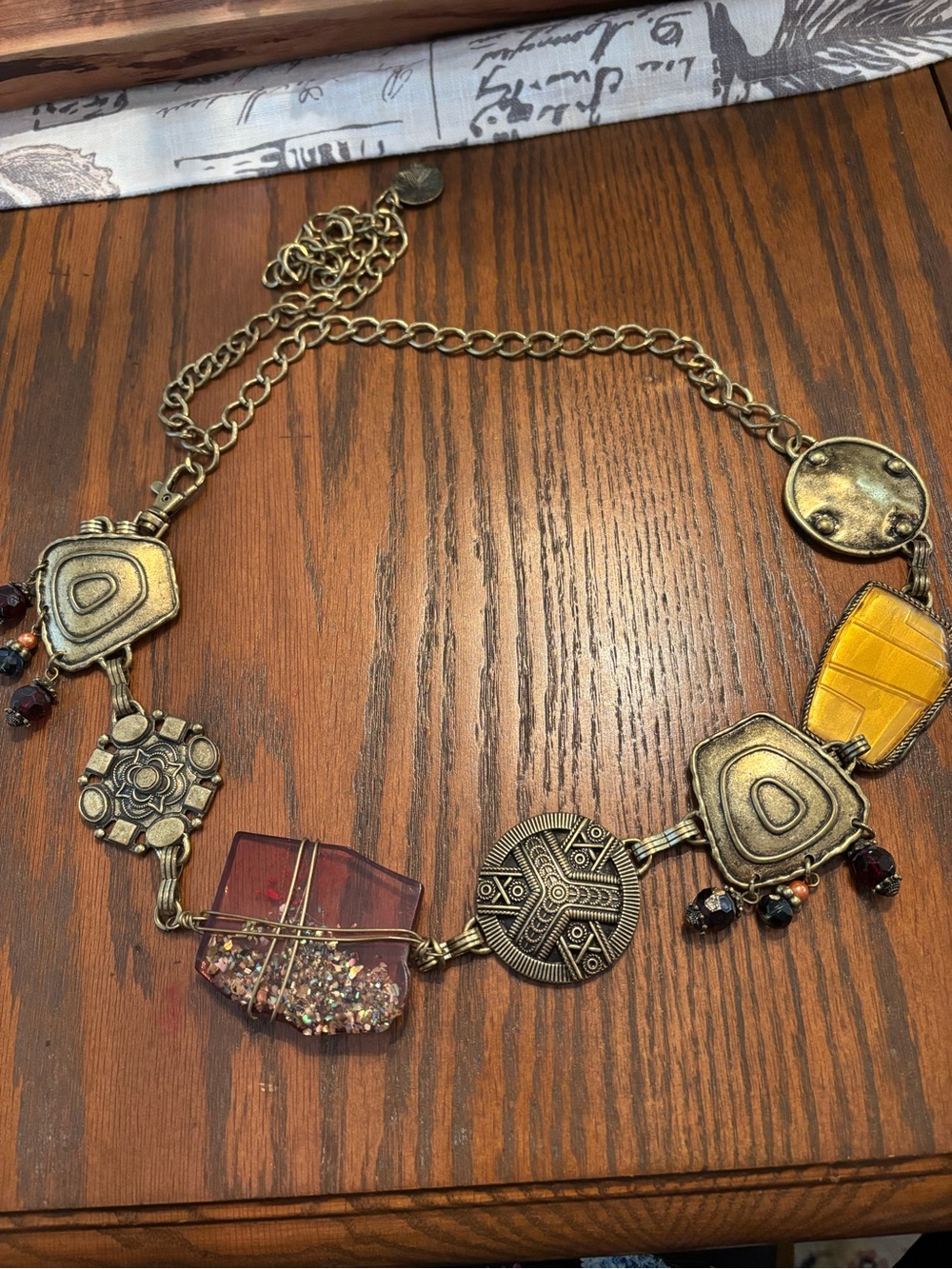 Bohemian Chico’s Multi-Color stone Statement Belt in Gold Tone
